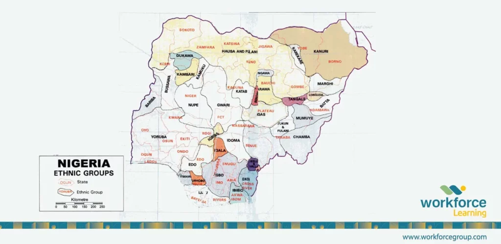 An image depicting a map of ethnic groups in nigeria