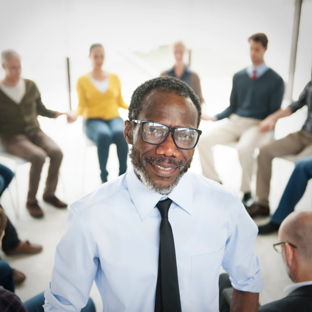 Group discussion in a professional setting.